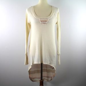 Free People We The Free Waffle Knit Sweater Knit Combo High Low Midi S